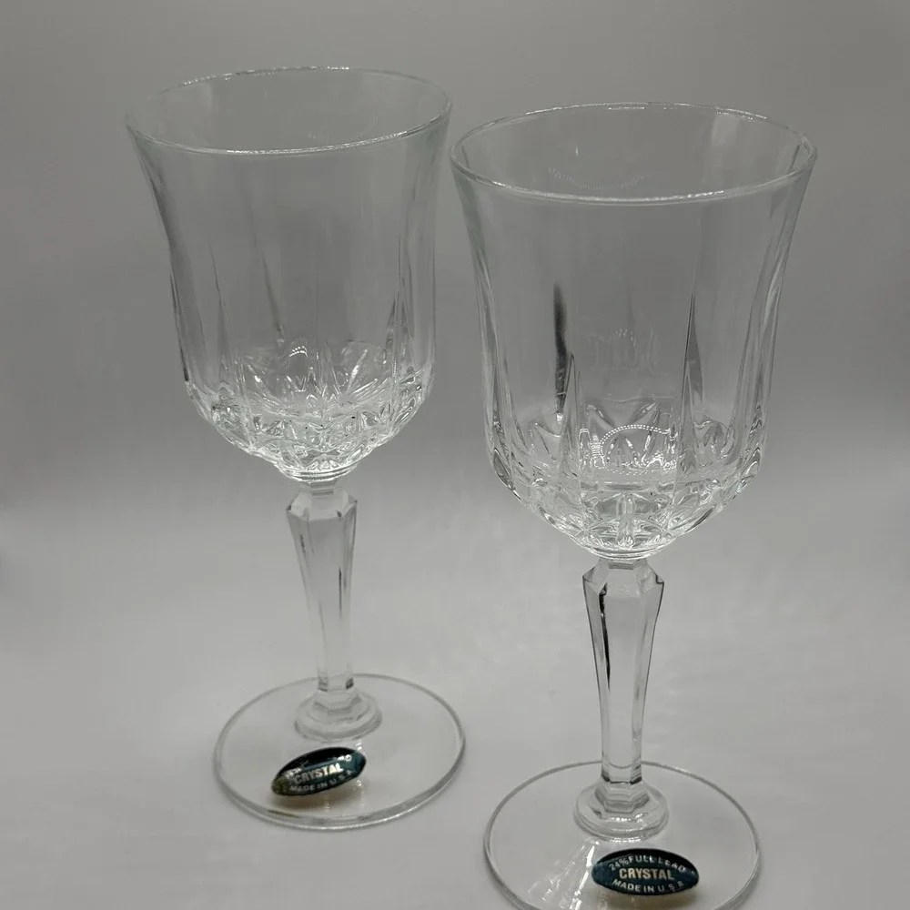 VINTAGE Set Of 2 PRINCESS WINE GOBLETS 24% LEAD CRYSTAL‎ IN ORIGINAL BOX UNUSED